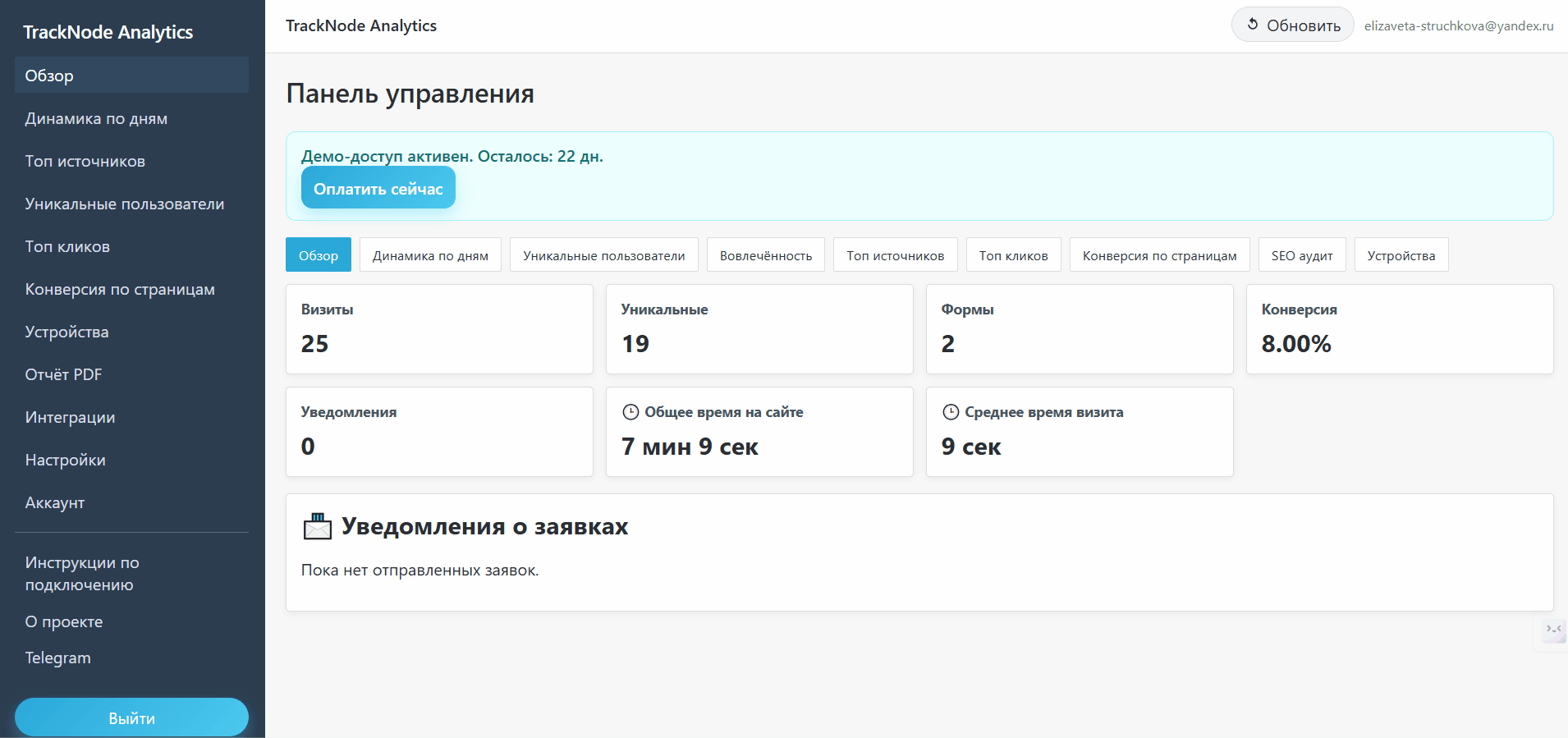 TrackNode dashboard preview